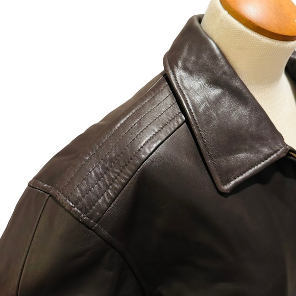 SOLD - DARK BROWN LEATHER BOMBER JACKET COAT - BUTTER SOFT - EUC! - Picture 8 of 16